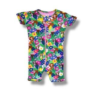 Children’s Place Girls Shortie Pajama Size 0-3M Critter Floral One Piece Cotton